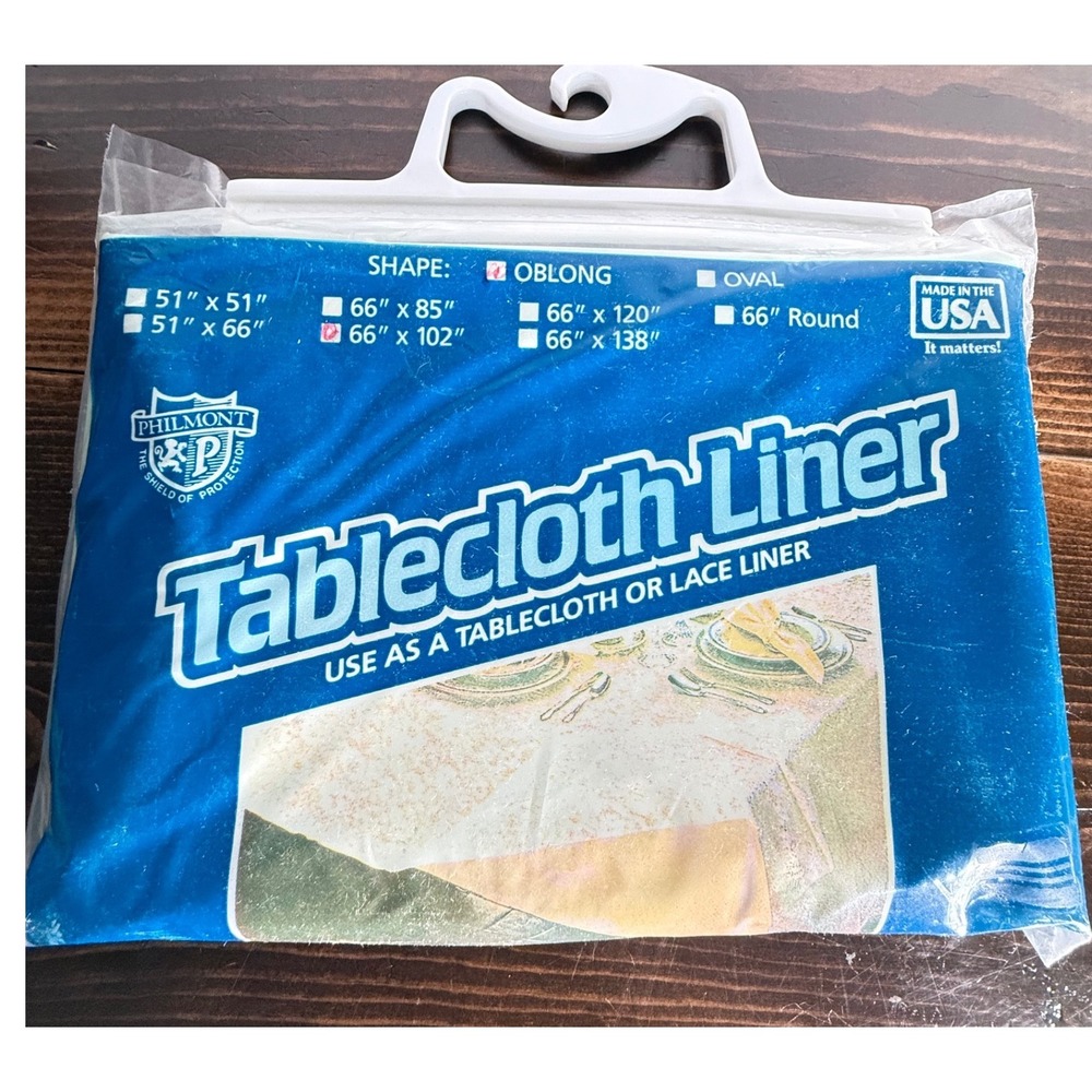 Philmont Tablecloth Liner Oblong 66 x 102 Green Made in USA Vintage New